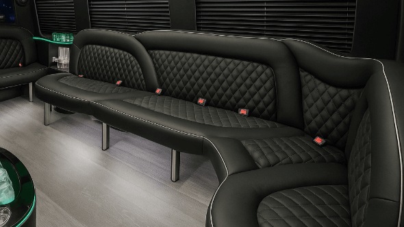 Interior of Santa Ana Party Bus Company's 14 Passenger Sprinter Limousine in Santa Ana