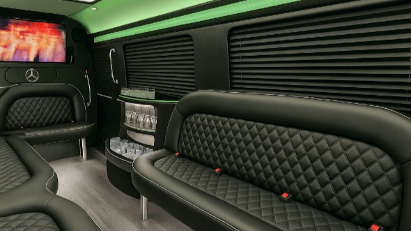 Interior of Anaheim Party Bus Company's 15 Passenger Party Bus in Anaheim