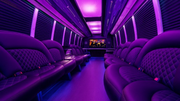Interior of Costa Mesa Party Bus Company's 20 Passenger Party Bus in Costa Mesa