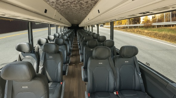 Interior of Santa Ana Party Bus Company's 28 Passenger Minibus in Santa Ana