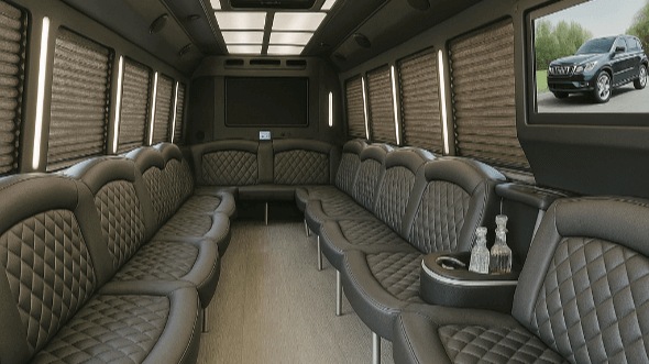 Interior of Garden Grove Party Bus Company's 30 Passenger Party Bus in Garden Grove