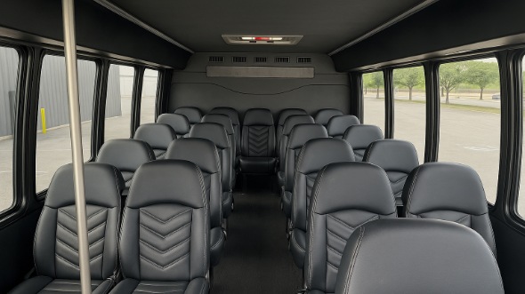 Interior of Santa Ana Party Bus Company's 35 Passenger Minibus in Santa Ana