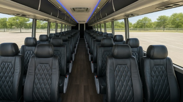 Interior of Santa Ana Party Bus Company's 40 Passenger Charter Bus in Santa Ana