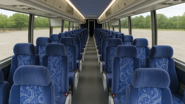 Interior of Santa Ana Party Bus Company's 44 Passenger Charter Bus in Santa Ana