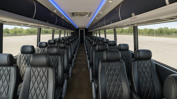 Interior of Santa Ana Party Bus Company's 45 Passenger Charter Bus in Santa Ana