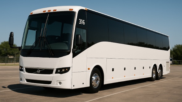 Exterior of Santa Ana Party Bus Company's 46 Passenger Charter Bus in Santa Ana