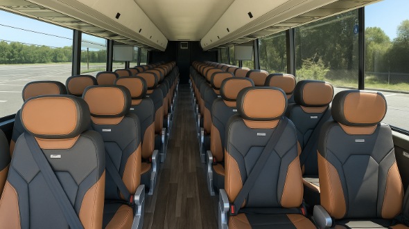 Interior of Santa Ana Party Bus Company's 48 Passenger Charter Bus in Santa Ana
