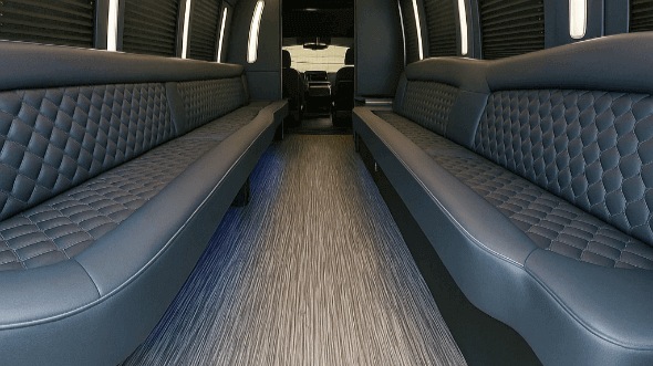 Interior of Garden Grove Party Bus Company's 50 Passenger Party Bus in Garden Grove
