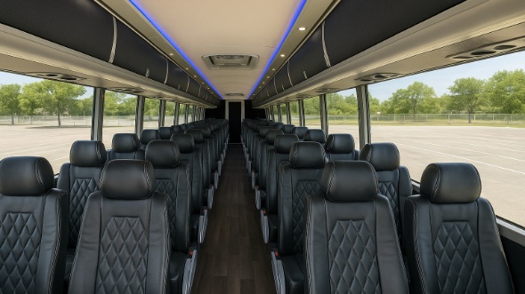 Interior of Santa Ana Party Bus Company's 51 Passenger Charter Bus in Santa Ana