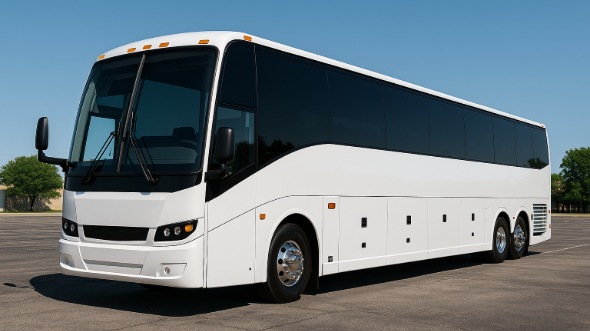 Exterior of Santa Ana Party Bus Company's 51 Passenger Charter Bus in Santa Ana