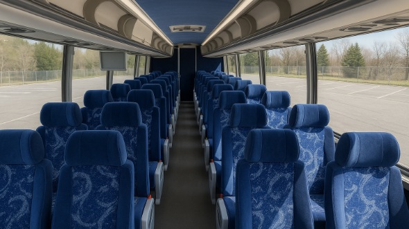 Interior of Santa Ana Party Bus Company's 55 Passenger Charter Bus in Santa Ana