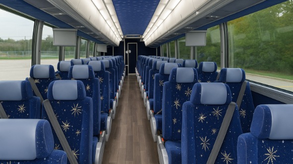 Interior of Santa Ana Party Bus Company's 56 Passenger Charter Bus in Santa Ana