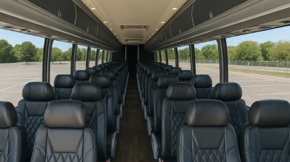 Interior of Santa Ana Party Bus Company's ADA Charter Bus in Santa Ana
