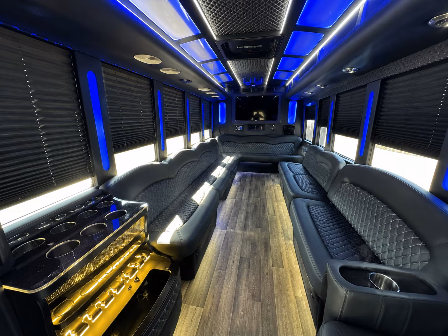 Passenger watching the Santa Ana scenery during a regional party bus road trip