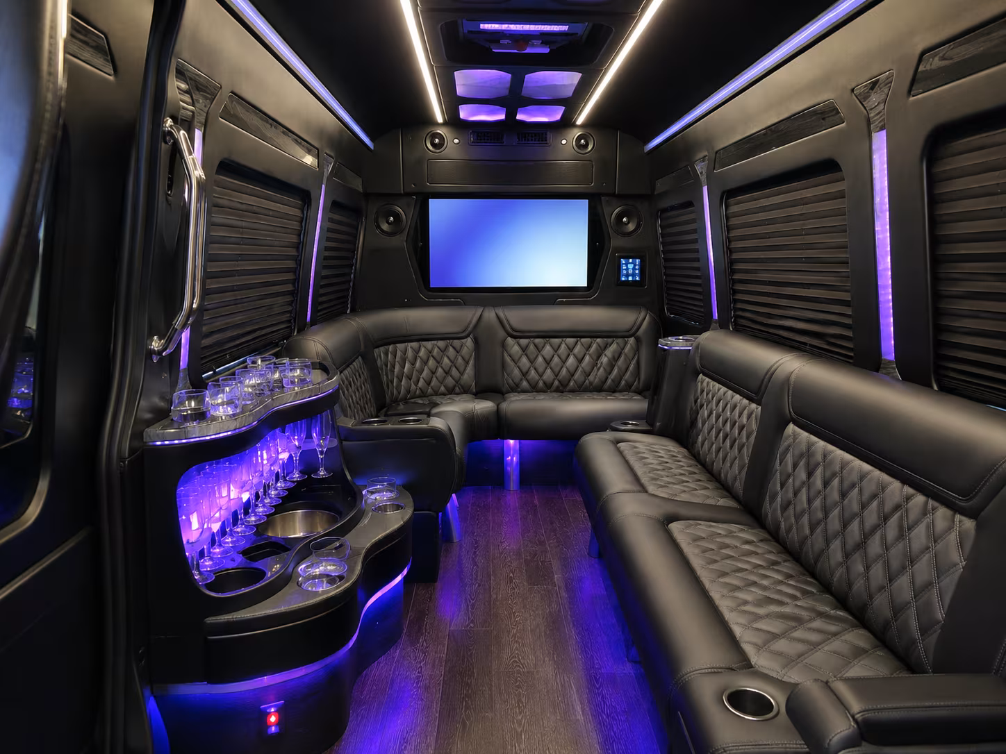 Santa Ana Airport Shuttle & Transportation party bus exterior