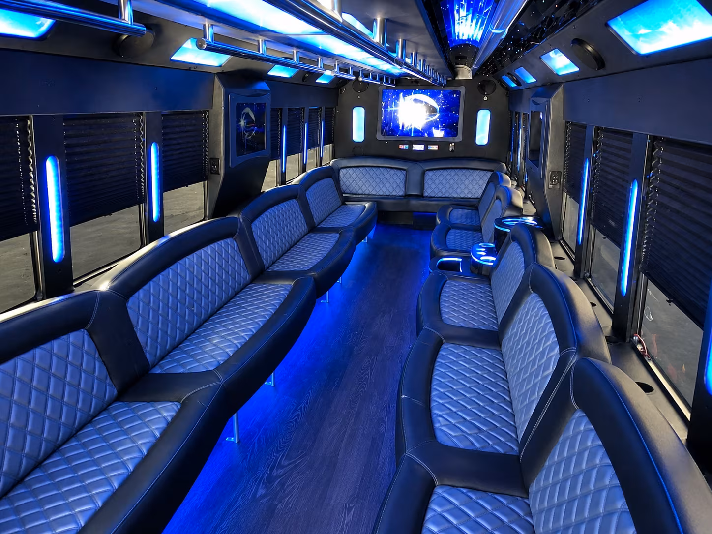 Santa Ana Birthday, Sweet 16, & Quinceañera Transportation party bus exterior