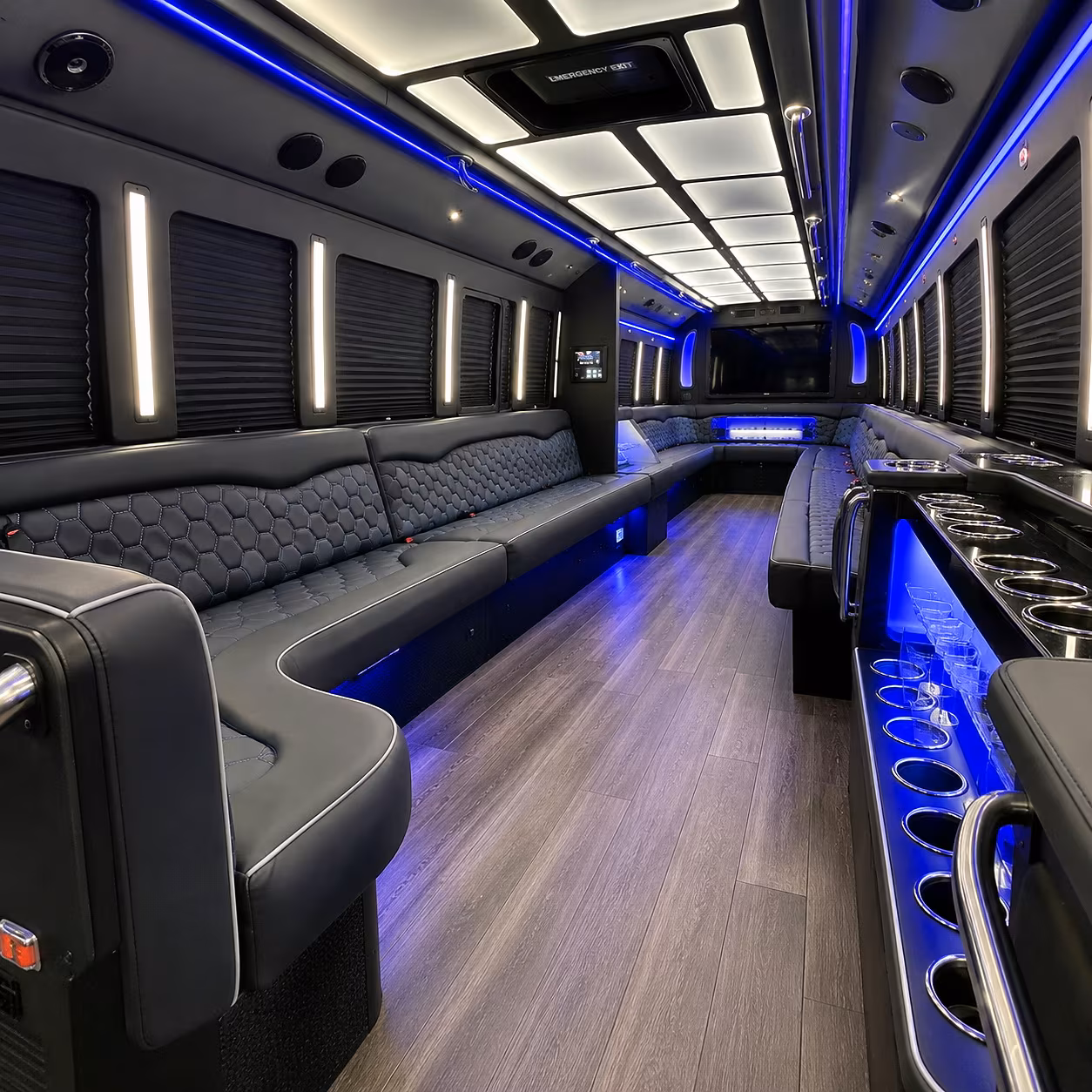 Santa Ana Concert & Music Festival Transportation party bus interior