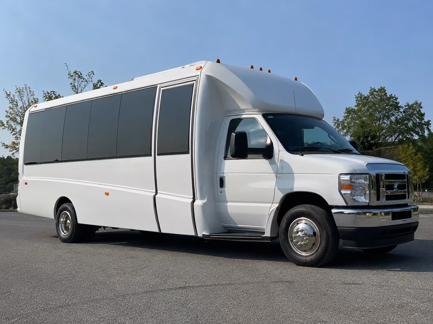Santa Ana Private Event Transportation party bus exterior