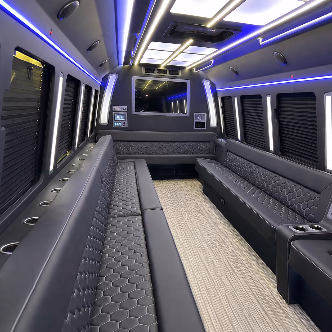 Santa Ana Private Event Transportation party bus exterior