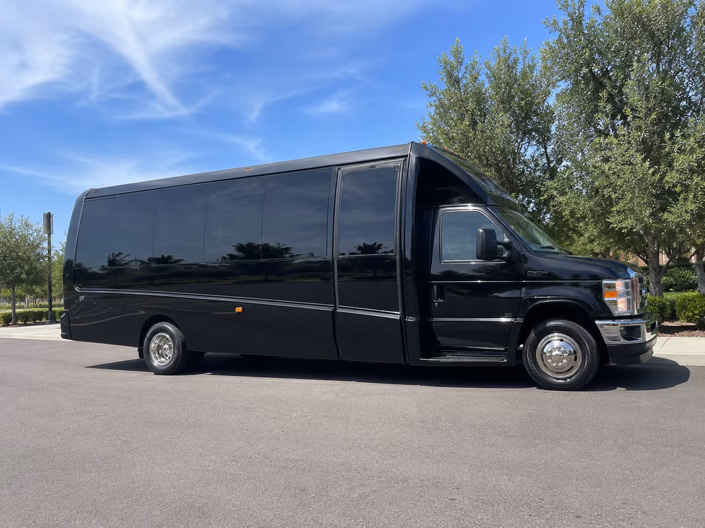 Santa Ana School Event Transportation party bus exterior