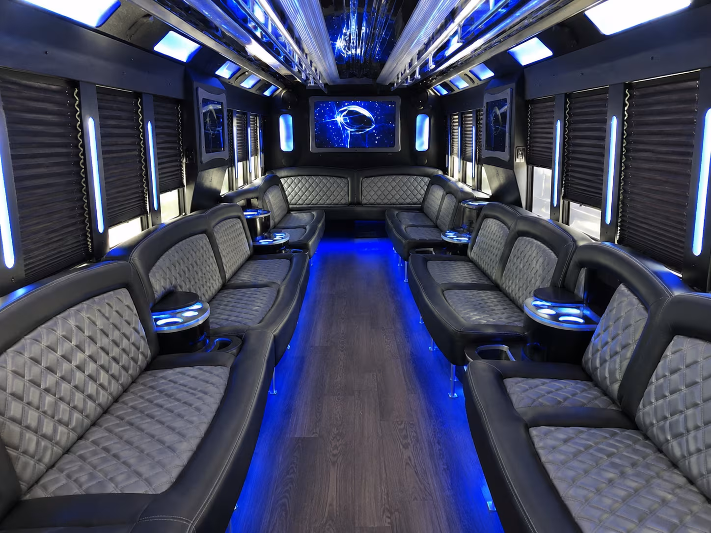 Santa Ana Wedding Transportation party bus exterior
